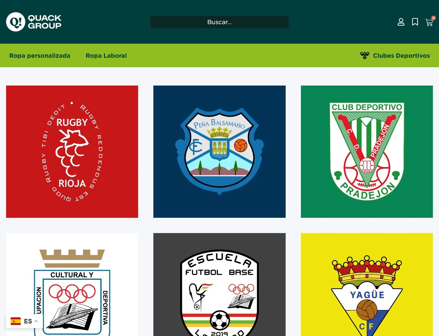 QUACK’s sports clubs page, with links to each club’s collection.
