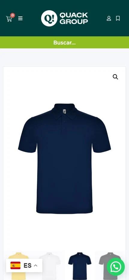 The full blue Austral polo on QUACK’s mobile product page, without zoom.