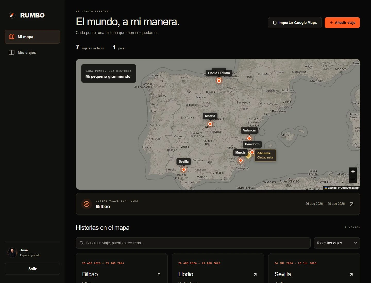 Captura real de RUMBO.